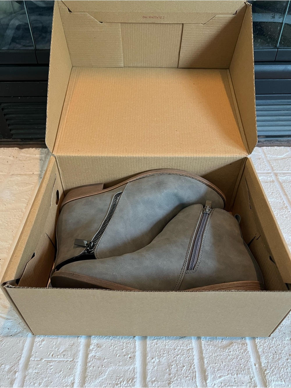 Jeossy Milan Grey Ankle Boots – Women's Size 9, Low Heel Ankle Booties -with box